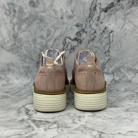 Cole Haan Size 6C Rose Gold Shimmer ØriginalGrand Platform Wingtip Oxford P18-30 - Picture 5 of 8